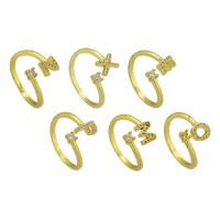 Messing Manchet Finger Ring, gold plated, Verstelbare & uniseks & verschillende stijlen voor de keuze & micro pave zirconia, Maat:6, Verkocht door PC