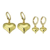 النحاس Huggie هوب القرط قطرة, قلب, لون الذهب مطلي, حجم مختلفة للاختيار & للمرأة, تباع بواسطة زوج
