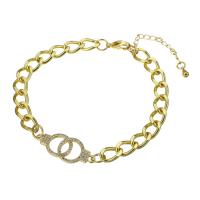 cobre pulseira, cromado de cor dourada, micro pavimento em zircônia cúbica & para mulher, comprimento Aprox 9.5 inchaltura, vendido por PC