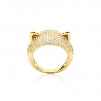 Cubic Zirconia Micro Pave Brass Ring, Cat, gold color plated, different size for choice & micro pave cubic zirconia, 23x12mm, Sold By PC