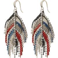 Fashion Fringe Earrings, Tibetan Style, for woman & with rhinestone, nickel, lead & cadmium free, 61x34mm, Sold By Pair