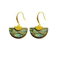 Shell Earrings, Brass, with Shell & Resin, gold color plated, fashion jewelry & for woman & enamel, nickel, lead & cadmium free, 37x25mm, Sold By Pair
