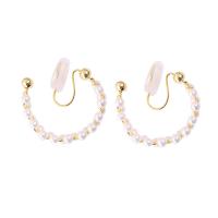 Brass Earring Clip with Plastic Pearl 18K gold plated fashion jewelry & for woman nickel lead & cadmium free 25mm Sold By Pair