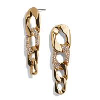 Tibetan Style Drop Earrings, gold color plated, fashion jewelry & for woman & with rhinestone, nickel, lead & cadmium free, 65x17mm, Sold By Pair