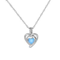 Beleuchtetem Halskette, Zinklegierung, mit Nachtlicht+Stein, Herz, Wellenkette & für Frau & glänzend, keine, 23x16mm, Länge:45 cm, verkauft von PC