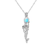 Beleuchtetem Halskette, Zinklegierung, mit Nachtlicht+Stein, Wellenkette & für Frau & glänzend, keine, 49x18mm, Länge:45 cm, verkauft von PC