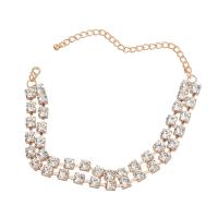 Zinc Alloy Jewelry Necklace with 5.66 extender chain fashion jewelry & for woman & with glass rhinestone Length 11.29 Inch Sold By PC