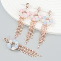 Fashion Fringe Earrings Zinc Alloy fashion jewelry & for woman & with rhinestone Sold By Pair