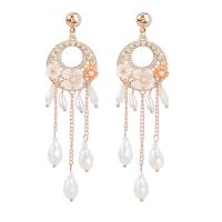 Zinc Alloy Drop Earrings with ABS Plastic Pearl fashion jewelry & for woman white Sold By Pair