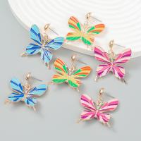 Tibetan Style Drop Earrings, Butterfly, fashion jewelry & for woman & enamel, more colors for choice, 42x34mm, Sold By Pair