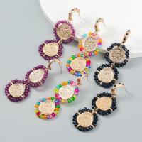 Tibetan Style Drop Earrings, fashion jewelry & for woman & with rhinestone, more colors for choice, 72x27mm, Sold By Pair