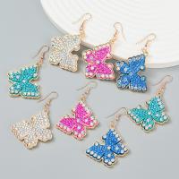 Zinc Alloy Drop Earrings Butterfly fashion jewelry & for woman & with rhinestone Sold By Pair