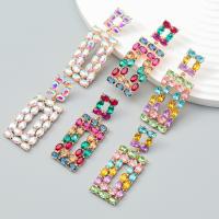 Tibetan Style Drop Earrings, fashion jewelry & for woman & with rhinestone, more colors for choice, 55x20mm, Sold By Pair