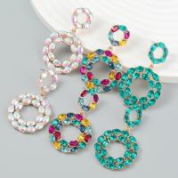 Brincos de gota de liga de zinco, joias de moda & para mulher & com strass, Mais cores pare escolha, 49x29mm, vendido por par
