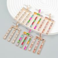 Tibetan Style Drop Earrings, fashion jewelry & for woman & with rhinestone, more colors for choice, 55x24mm, Sold By Pair
