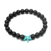 Gemstone Bracelets Lava with Turquoise Round fashion jewelry & Unisex 8mm Length Approx 7.48 Inch Sold By PC