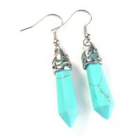 Natural Gemstone Earrings Natural Stone with Iron Conical platinum color plated fashion jewelry & for woman Sold By Pair