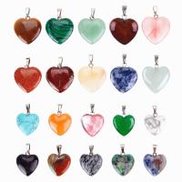 Gemstone Pendants Jewelry, Natural Stone, Heart, fashion jewelry & for woman, mixed colors, 20x20mm, Approx 20PCs/Bag, Sold By Bag