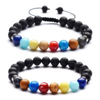 Gemstone Bracelets, Lava, with Gemstone, Round, fashion jewelry & Unisex, more colors for choice, 8mm, Length:Approx 7.48 Inch, Sold By PC