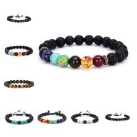 Gemstone Bracelets, Lava, with Gemstone, Round, fashion jewelry & different materials for choice & Unisex, more colors for choice, 8mm, Length:Approx 7.48 Inch, Sold By PC