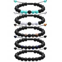 Gemstone Bracelets, Lava, with Gemstone, Round, Adjustable & fashion jewelry & Unisex, more colors for choice, 8mm, Length:Approx 7.48 Inch, Sold By PC