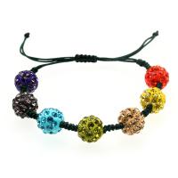 Rhinestone Clay Pave Bead Bracelet Round Adjustable & fashion jewelry & Unisex multi-colored 8mm Length Approx 7.48 Inch Sold By PC