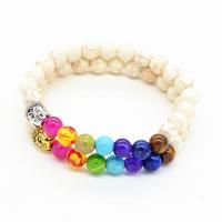 Gemstone Bracelets Natural Stone with Zinc Alloy Round plated fashion jewelry & for woman 8mm Length Approx 7.48 Inch Sold By PC