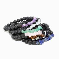 Gemstone Bracelets, Lava, with Natural Stone, Round, fashion jewelry & different materials for choice & Unisex, more colors for choice, 8mm, Length:Approx 7.48 Inch, Sold By PC