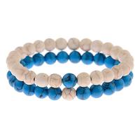 Gemstone Bracelets Effloresce Agate with Natural Turquoise Round fashion jewelry & Unisex 8mm Length Approx 7.5 Inch Sold By PC