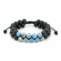 Gemstone Woven Ball Bracelets Lava with Impression Jasper Round fashion jewelry & Unisex mixed colors 16mm Length Approx 7.48 Inch Sold By PC