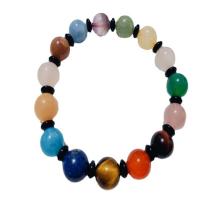 Pulseiras de pedras preciosas, Pedra natural, Roda, joias de moda & unissex, cores misturadas, 10mm, comprimento Aprox 7.48 inchaltura, vendido por PC