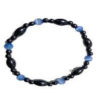Gemstone Bracelets, Hematite, with Cats Eye, fashion jewelry & Unisex & anti-fatigue, mixed colors, 6mm, Length:Approx 7.48 Inch, Sold By PC