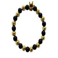 Abrazine Stone bracelet, avec laiton, Rond, Placage de couleur d'or, bijoux de mode & unisexe & antifatigue & pavé de micro zircon, couleurs mélangées, 8mm, Longueur:Environ 7.48 pouce, Vendu par PC