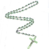 Rosary Necklace, Plastic, with Tibetan Style, Cross, silver color plated, Unisex & different styles for choice, 90x150mm, Length:52.76 Inch, Sold By PC