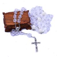 Rosary Necklace, Plastic, with Tibetan Style, Cross, silver color plated, Unisex, 10mm, Length:22.83 Inch, Sold By PC