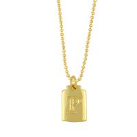 Brass Necklace Alphabet Letter gold color plated golden nickel lead & cadmium free Length 16.93 Inch Sold By PC