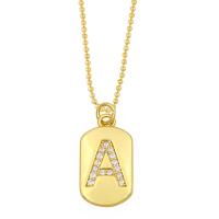 Cubic Zircon Micro Pave Brass Necklace, Alphabet Letter, gold color plated, different styles for choice & micro pave cubic zirconia, golden, nickel, lead & cadmium free, 23x12mm, Length:16.93 Inch, Sold By PC