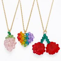 Crystal Necklace, Brass, with Crystal, with 1.97 extender chain, Fruit, gold color plated, different styles for choice, mixed colors, nickel, lead & cadmium free, 30x35mm, Length:17.32 Inch, Sold By PC