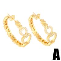 Cubic Zirconia Micro Pave Brass Earring, gold color plated, different styles for choice & micro pave cubic zirconia, golden, nickel, lead & cadmium free, Sold By Pair