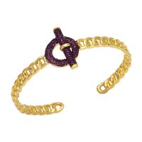 Brass Cuff Bangle gold color plated & micro pave cubic zirconia nickel lead & cadmium free Sold By PC