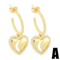 Cubic Zirconia Micro Pave Brass Earring gold color plated & micro pave cubic zirconia golden nickel lead & cadmium free Sold By Pair