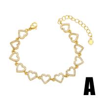 Cubic Zirconia Micro Pave Brass Bracelet, with 1.97 extender chain, gold color plated, different styles for choice & micro pave cubic zirconia, more colors for choice, nickel, lead & cadmium free, 15x10mm, Length:6.10 Inch, Sold By PC