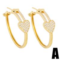 Cubic Zirconia Micro Pave Brass Earring, gold color plated, different styles for choice & micro pave cubic zirconia, golden, nickel, lead & cadmium free, 35x10mm, Sold By Pair