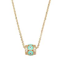 Evil Eye Jewelry Necklace Brass with 1.97 extender chain gold color plated micro pave cubic zirconia & enamel nickel lead & cadmium free Length 17.32 Inch Sold By PC