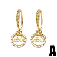 Cubic Zirconia Micro Pave Brass Earring gold color plated & micro pave cubic zirconia golden nickel lead & cadmium free  Sold By Pair