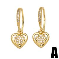 Cubic Zirconia Micro Pave Brass Earring, gold color plated, different styles for choice & micro pave cubic zirconia, golden, nickel, lead & cadmium free, 22x9mm,23x10mm, Sold By Pair