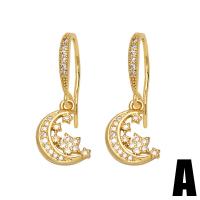 Cubic Zirconia Micro Pave Brass Earring, gold color plated, different styles for choice & micro pave cubic zirconia, golden, nickel, lead & cadmium free, 23x11mm,23x6mm, Sold By Pair