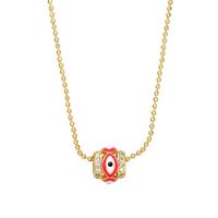 Evil Eye Jewelry Necklace, Brass, gold color plated, micro pave cubic zirconia & enamel, more colors for choice, nickel, lead & cadmium free, 9x10mm, Length:16.93 Inch, Sold By PC