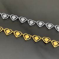 Nehrđajućeg čelika Bar lanac, 304 nehrđajućeg čelika, modni nakit & možete DIY & bez spolne razlike & Srce lanac, više boja za izbor, 5m/Torba, Prodano By Torba