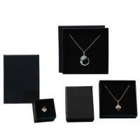 Jewelry Gift Box, Paper, with Sponge, Square, hardwearing & different size for choice, black, Sold By PC